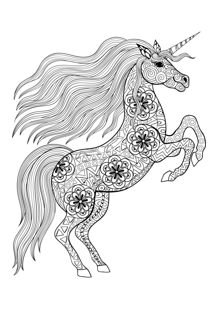Unicorn On Its Two Back Legs – Unicorns Adult Coloring Pages encequiconcerne Coloriag