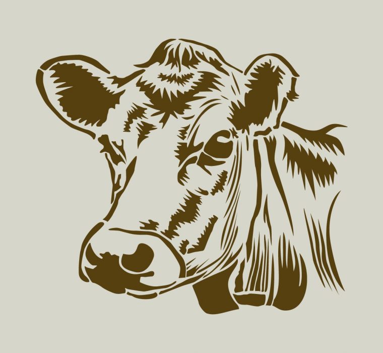 Vache. Tête De Vache. Pochoir En Vinyle Adhésif (Ref 143 avec Dessin D Une Vache