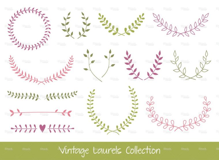 Vector Laurel Branches And Wreaths | Illustrations pour Couronne De Fleurs Dessin