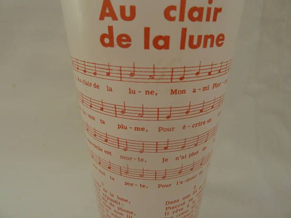 Vintage Drinking Glass With Lyrics For Famous French Song dedans Lyrics Au Clair De La Lune