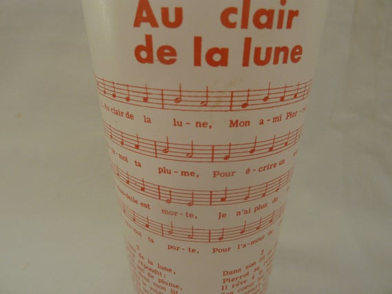 Vintage Drinking Glass With Lyrics For Famous French Song tout Au Clair De La Lune Lyrics