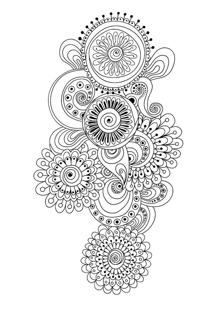 Zen Antistress Motif Abstrait Inspiration Florale 10 avec Coloriage Zen