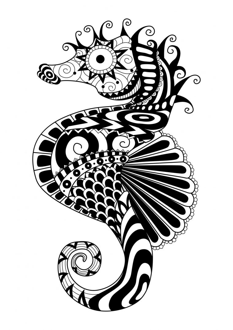 Zentangle Sea Horse – Zentangle Adult Coloring Pages pour Coloriage Simple À Imprimer