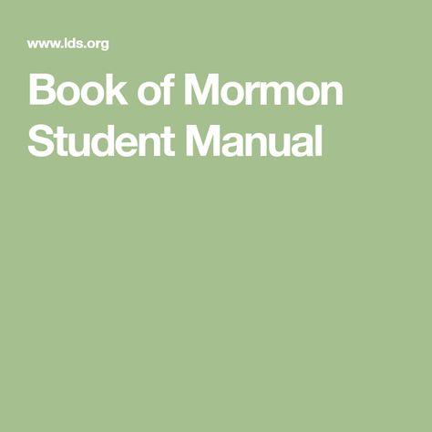 book of mormon student manual