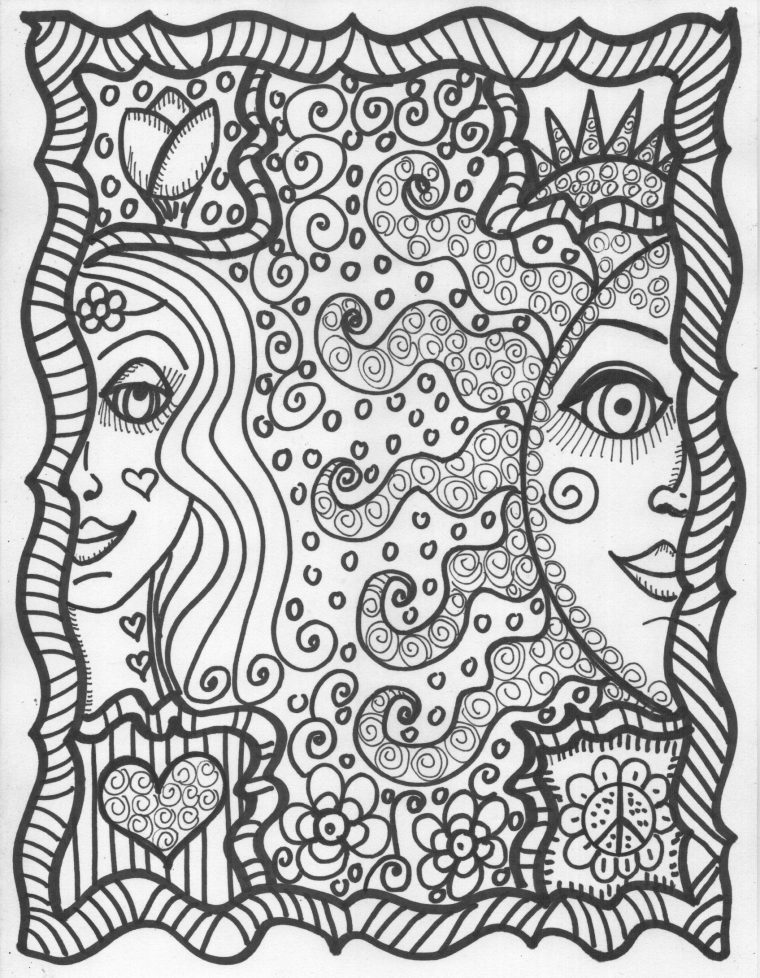 hippie coloring pages for adults