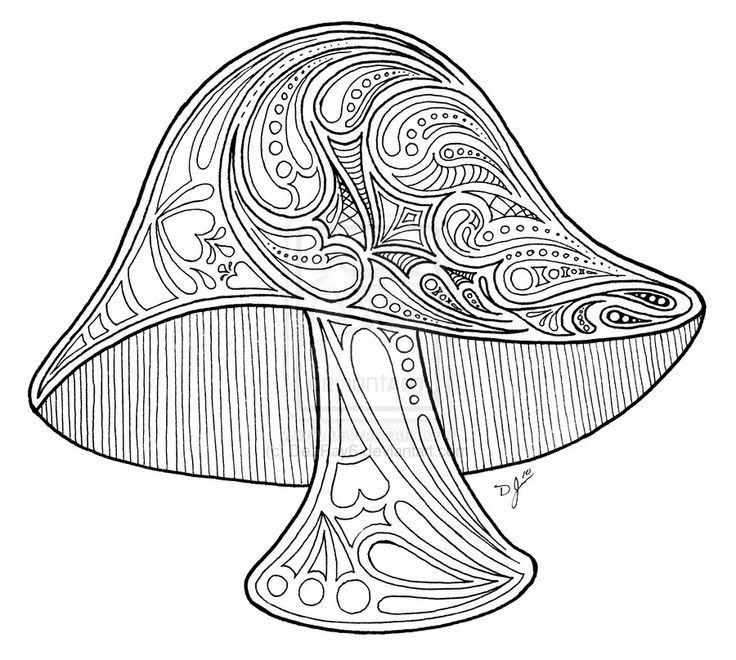 trippy mushroom coloring page
