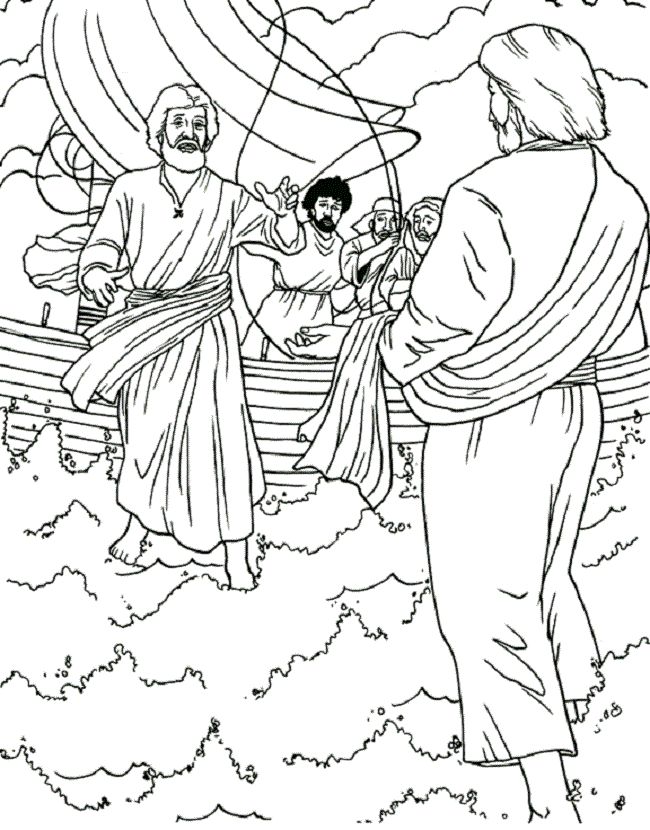 jesus walking on water coloring page