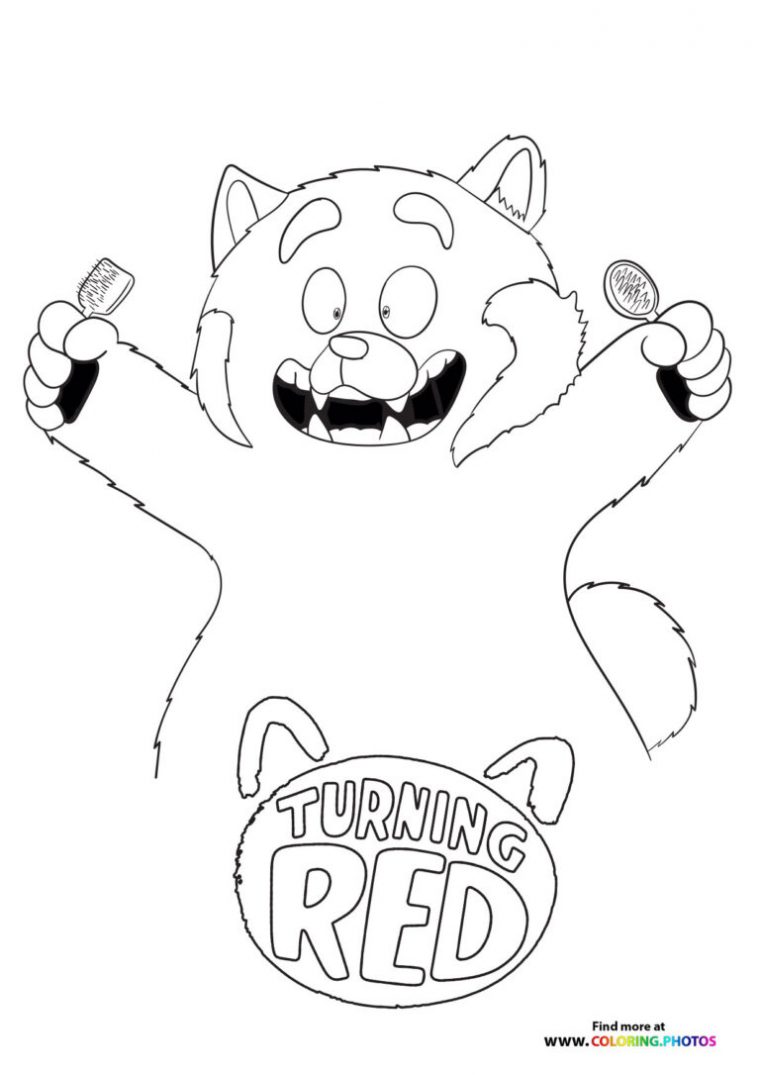 turning red panda coloring page