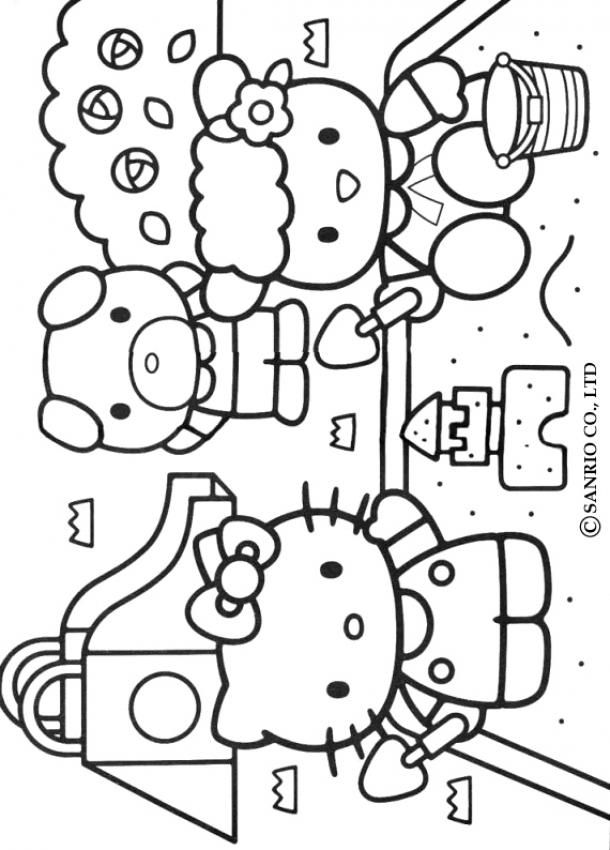 hello kitty and friends coloring page