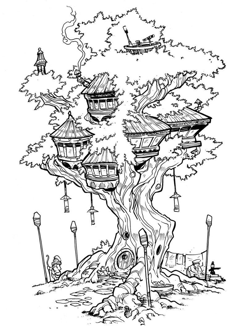 tree house coloring page tree house coloring page