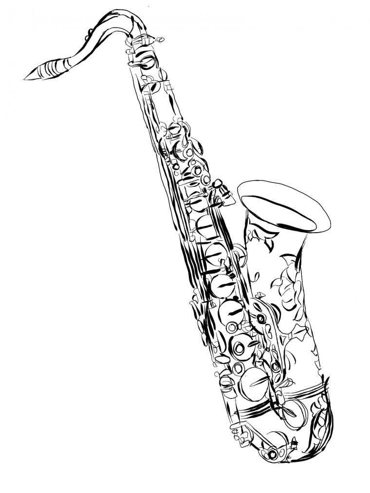 saxophone coloring page