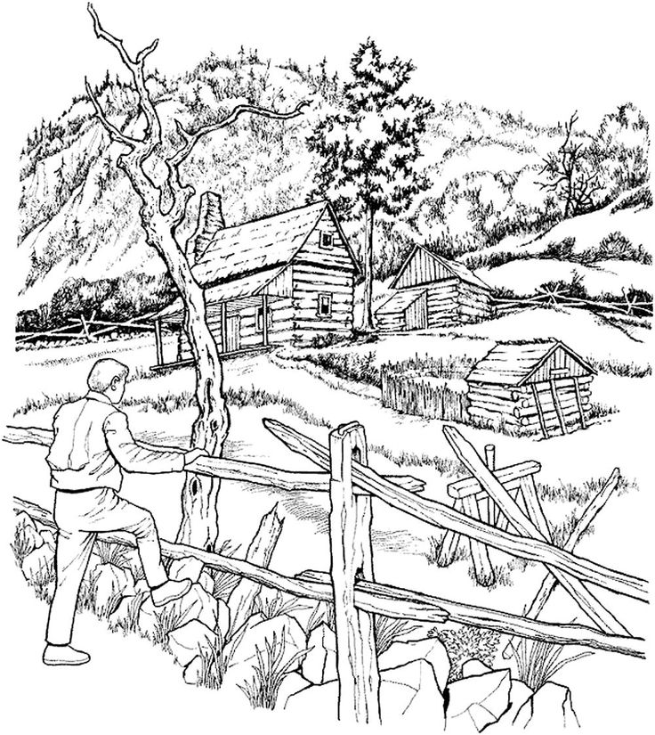 cabin coloring page