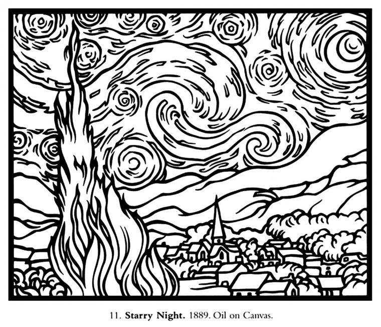 van gogh coloring page