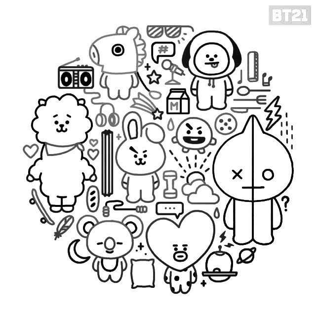 chibi bts coloring pages
