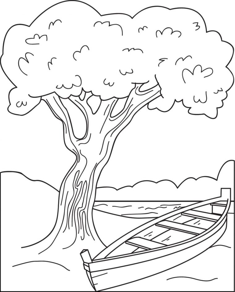 canoe coloring page