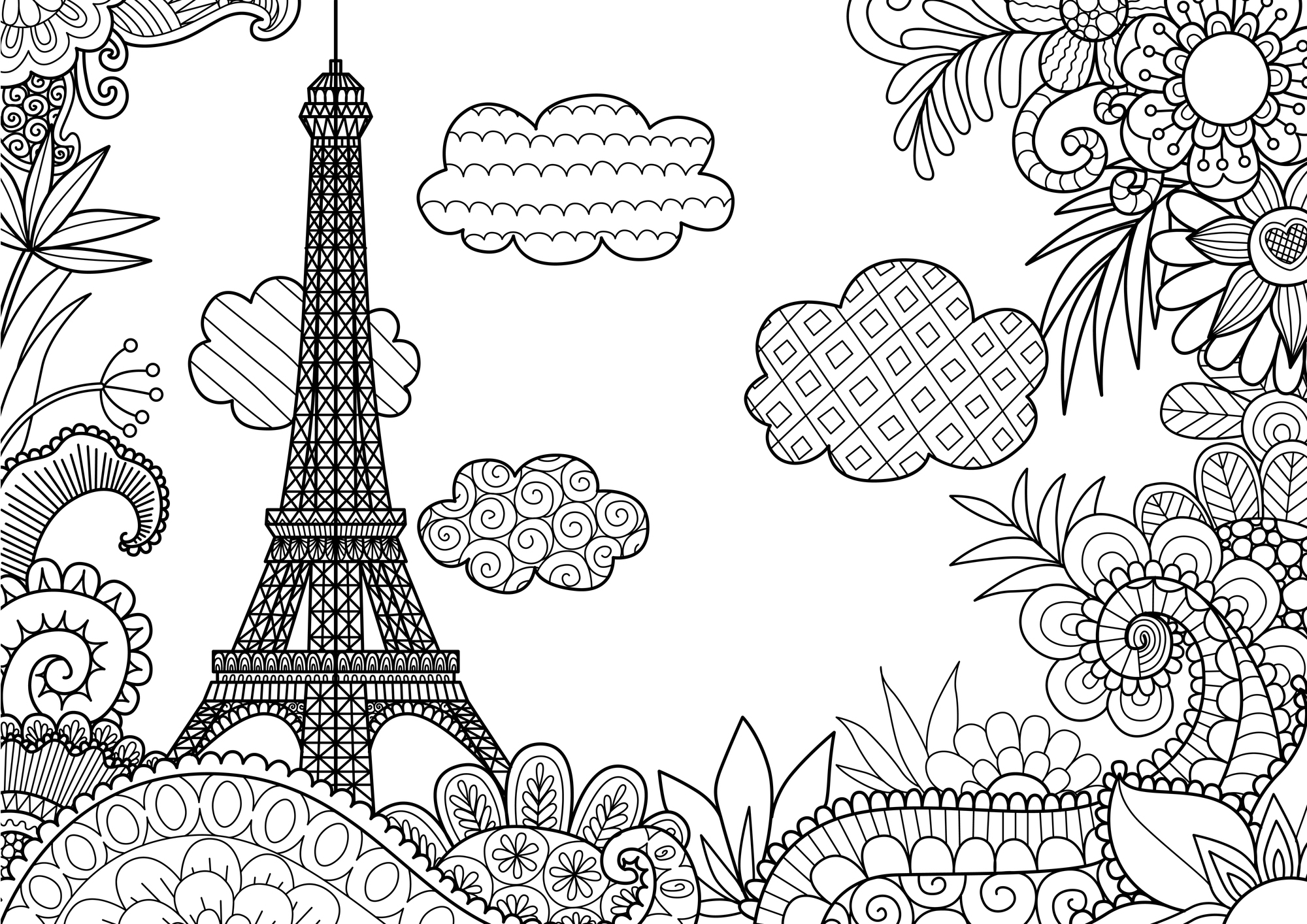 Coloriage À Imprimer : La Tour Eiffel De Paris concernant Coloriage Adulte À Imprimer