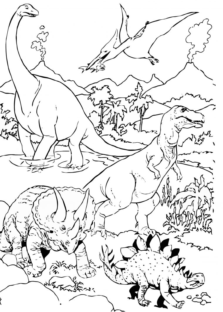 Coloriage Dinosaures En Paysage – Coloriages Gratuits À dedans Coloriage Gratuit À Imprimer