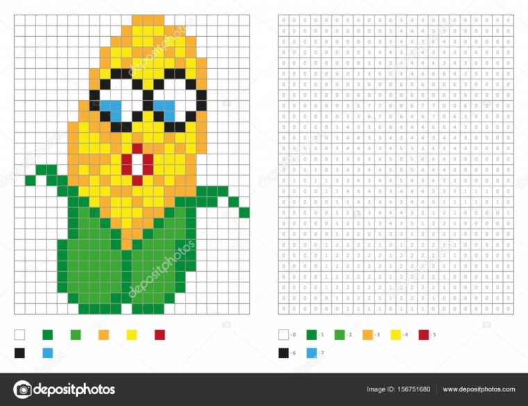 Coloriage Enfants, Coloriage Pixel Avec Maïs Drôle Image encequiconcerne Pixel Coloriage
