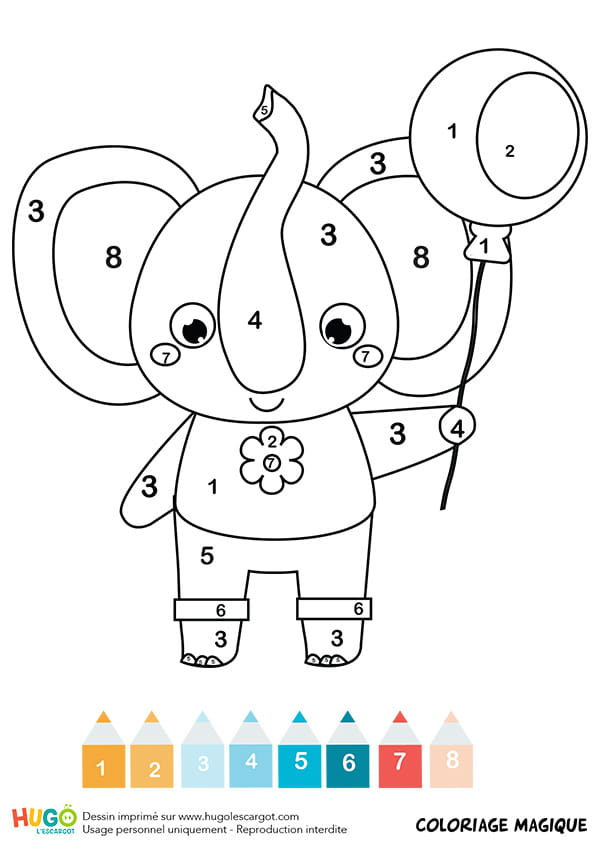 Coloriage Magique Cp : Un Éléphant à Coloriage 4 Ans À Imprimer Pdf