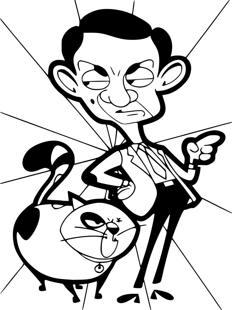 Coloriage Mr Bean Et Son Chat À Imprimer Sur Coloriages destiné Dessin Animé Coloriage