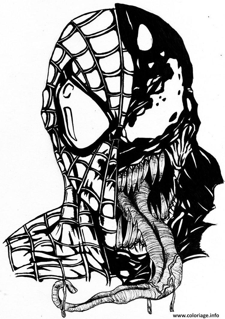 Coloriage Spiderman Venom Mask - Jecolorie | Spiderman à Coloriage À Imprimer Spiderman