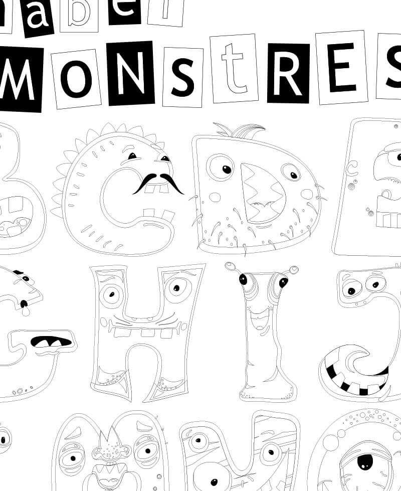 Poster Géant À Colorier Pour Enfant Alphabet Petits Monstres concernant Poster Coloriage