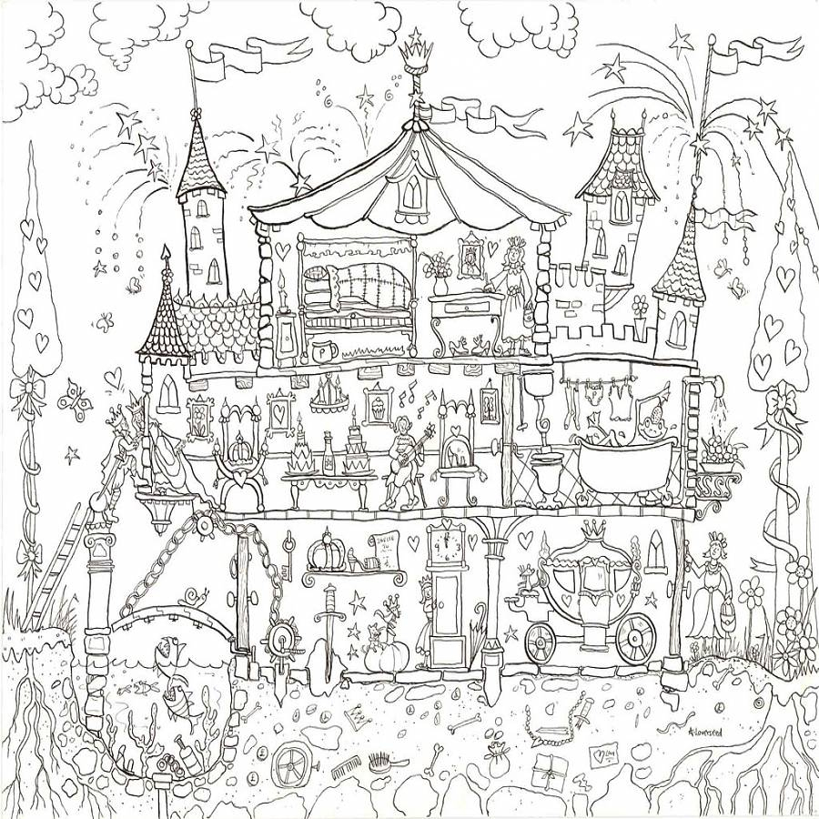 Princess Palace Colouring In Poster By Really Giant destiné Poster Coloriage