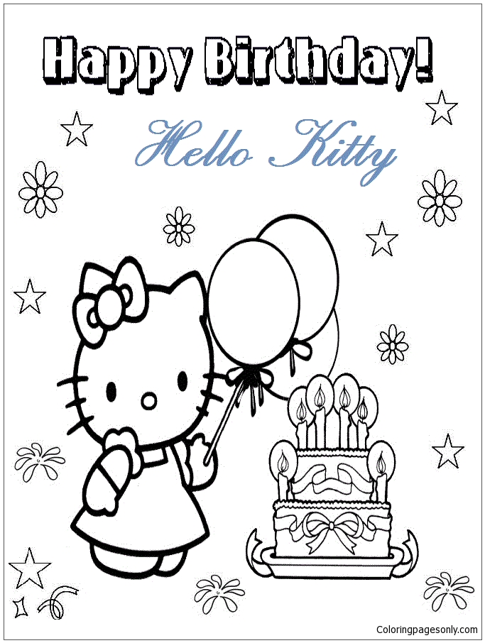 hello kitty birthday coloring pages hello kitty birthday coloring pages