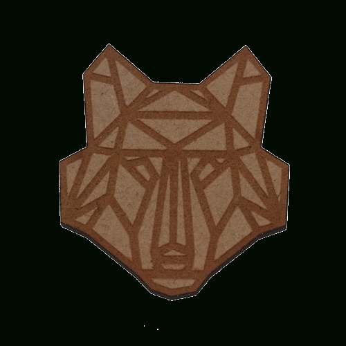 Broche Tête De Loup - Gravure Pleine - Animaux Style à Tete De Loup Origami