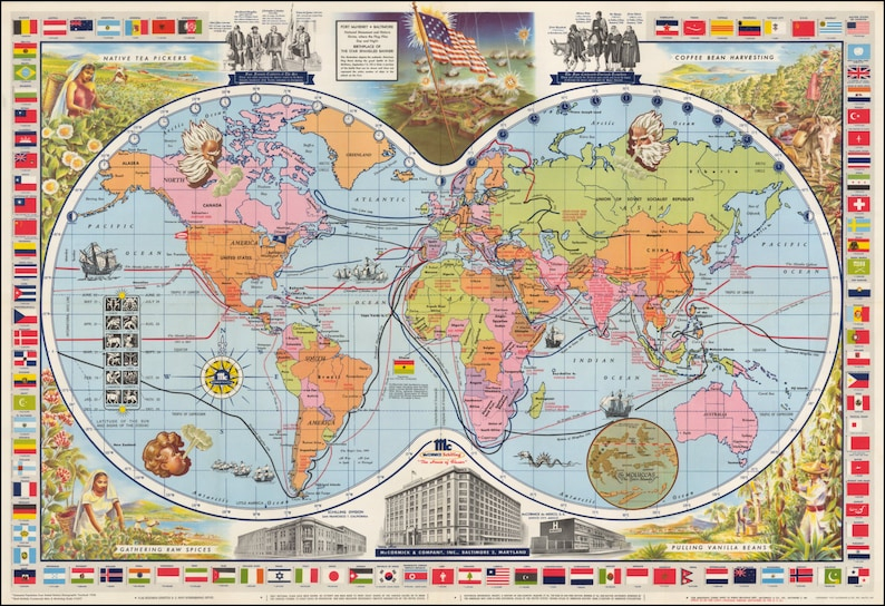 Cartes Monde Anciennes Cartes Imprimer Carte Du Monde | Etsy concernant Mappemonde A Imprimer