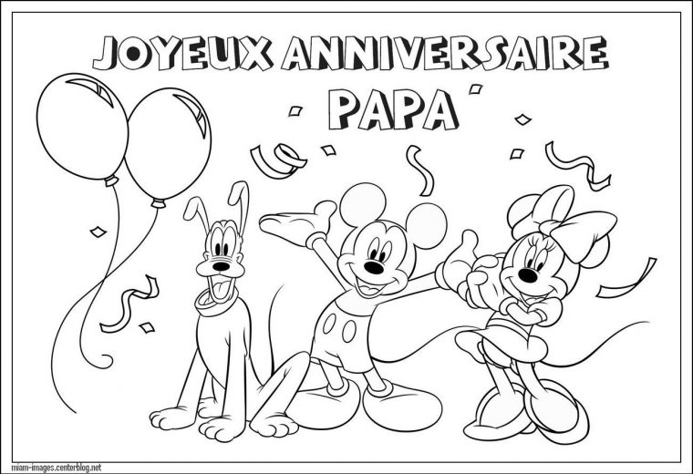 Coloriage Anniversaire Papa, Mickey – Coloring Page dedans Coloriage Anniversaire Papy