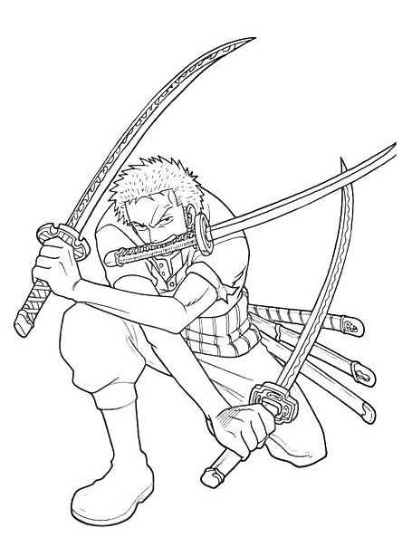 Coloriage De One Piece : Zoro destiné Coloriage One Piece