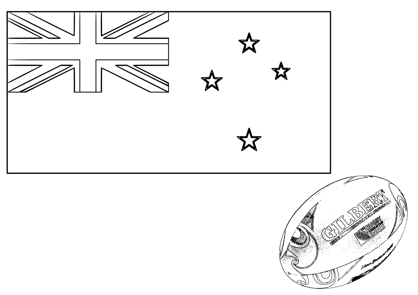 Coloriage Drapeau Nouvelle Zélande Et Ballon De Rugby À pour Drapeau Suisse À Colorier