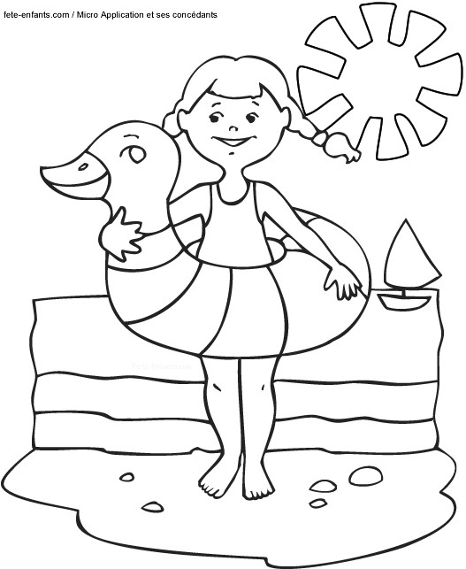 Coloriage Fille En Vacances D'Été Dessin Gratuit À Imprimer destiné Coloriage Été Maternelle