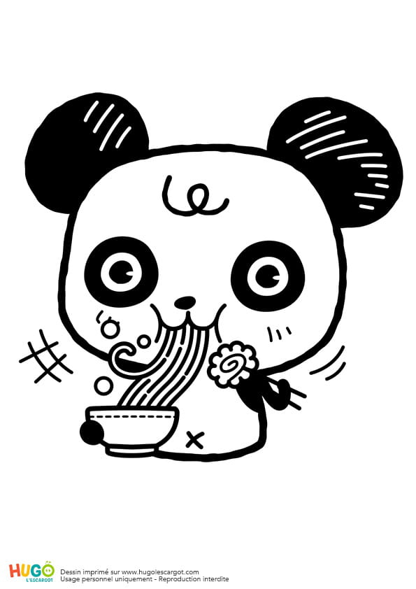 Coloriage Panda Et Bol De Ramen Kawaii En Ligne Gratuit À pour Coloriage À Imprimer Kawaii