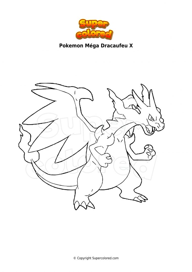 Coloriage Pokemon Méga Dracaufeu X – Supercolored dedans Coloriage Pokemon Dracaufeu