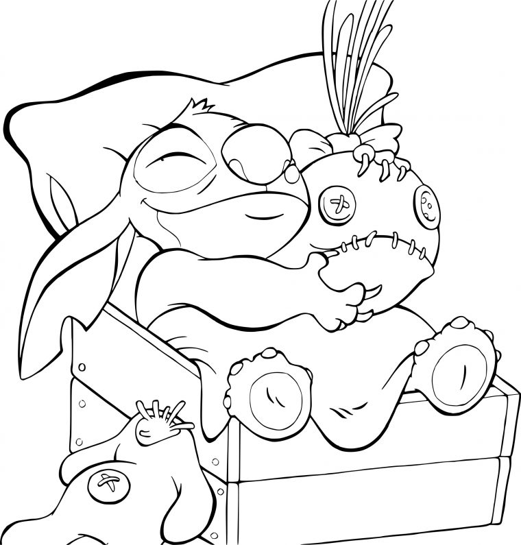 Coloriage Stitch Qui Dort À Imprimer Sur Coloriages à Coloriage Disney Stitch