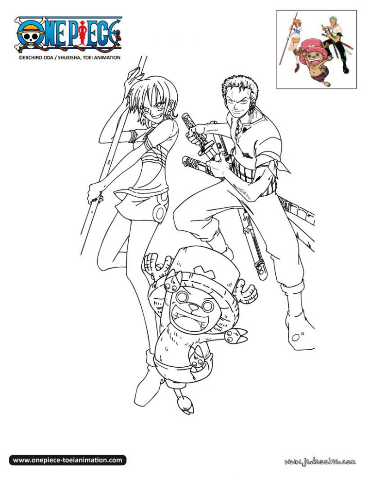 Coloriages Zoro Nami Et Chopper À Colorier – Fr.hellokids avec Coloriage One Piece