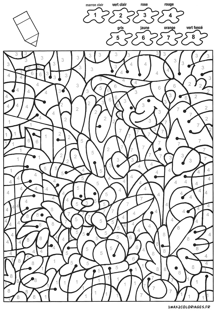 Colorier Avec Les Nombres Avec 8 Couleurs, Un Lapin Mange pour Coloriage Adulte À Imprimer Avec Codé Couleur Colorier Avec Les Nombres Avec 8 Couleurs, Un Lapin Mange pour Coloriage Adulte À Imprimer Avec Codé Couleur