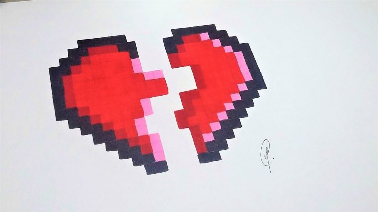 Dessin Coeur Brisé – Pixel Art – pour Pixel Art Sucre D'Orge