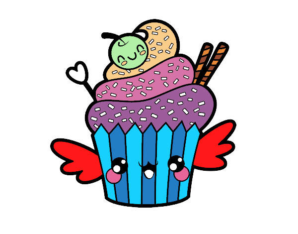 Dessin De Une Cupcake Kawaii Colorie Par Membre Non serapportantà Coloriage Cupcake Kawaii