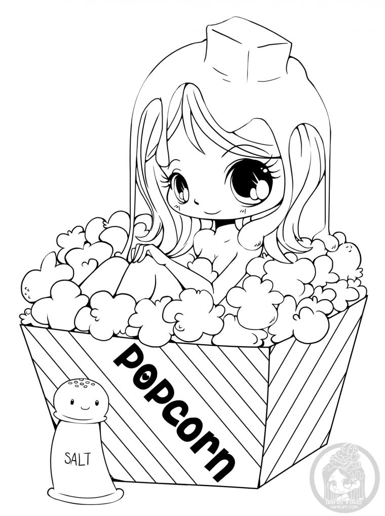 Fille Popcorn Yampuff – Coloriage Kawaii – Coloriages Pour tout Coloriage Manga Kawaii À Imprimer