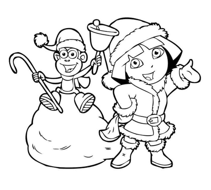 I Have Download Dora And Boots In The Snow Coloring For pour Coloriage Dora Noel