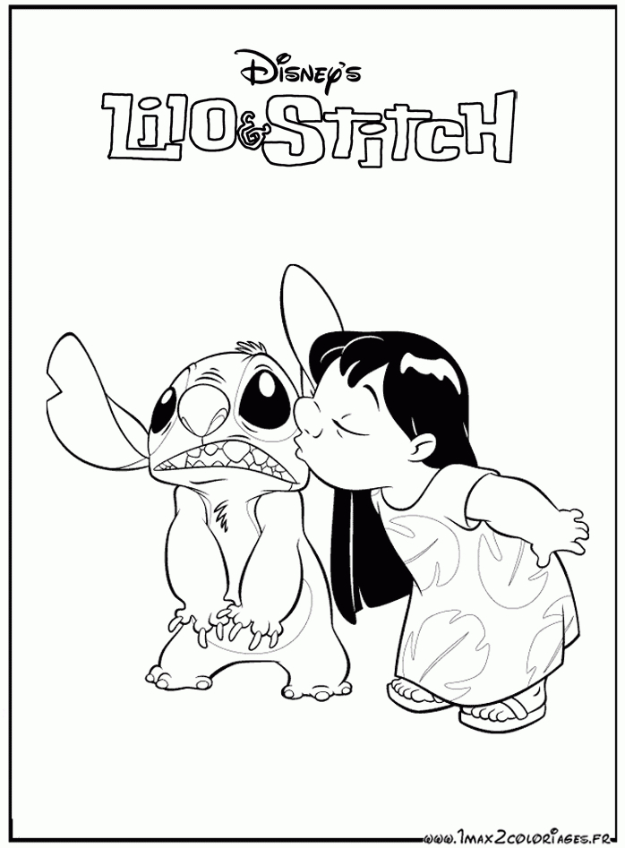Lilou Fait Un Bisous À Stitch Coloriage intérieur Coloriage À Imprimer Disney Stitch