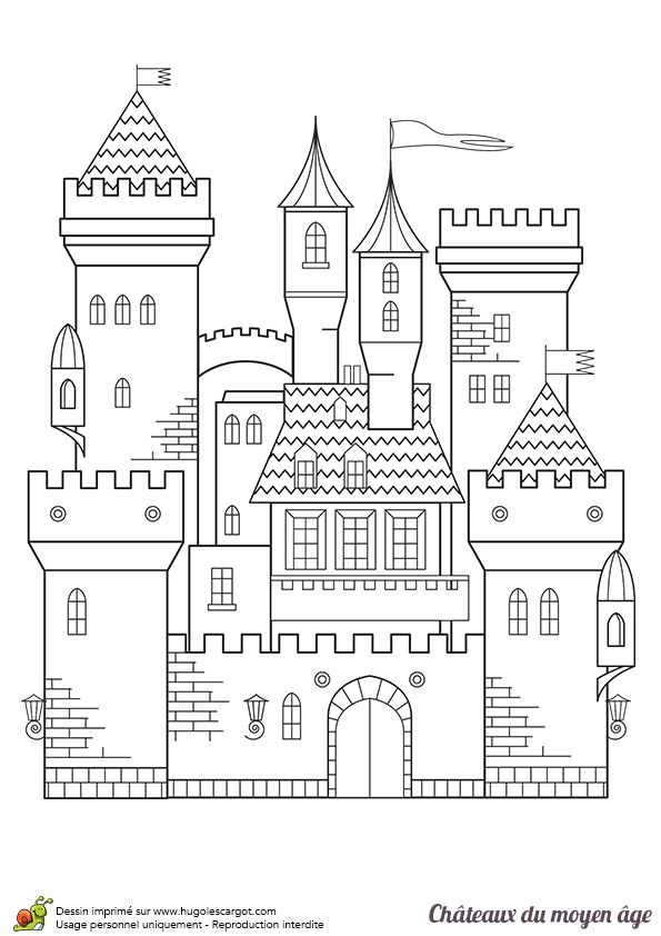 , Page 2 Sur 24 Sur Hugolescargot | Coloriage Chateau dedans Dessin Chateau Princesse