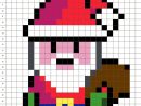 Papa Noël - Pixel Art Grille Fond Blanc | Pixel Art Noel à Pixel Art Noel Renne