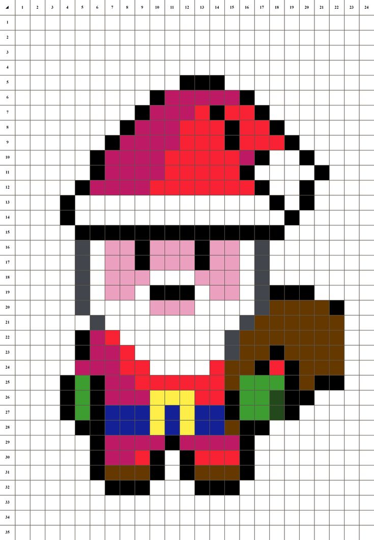 Papa Noël – Pixel Art Grille Fond Blanc | Pixel Art Noel à Pixel Art Noel Renne