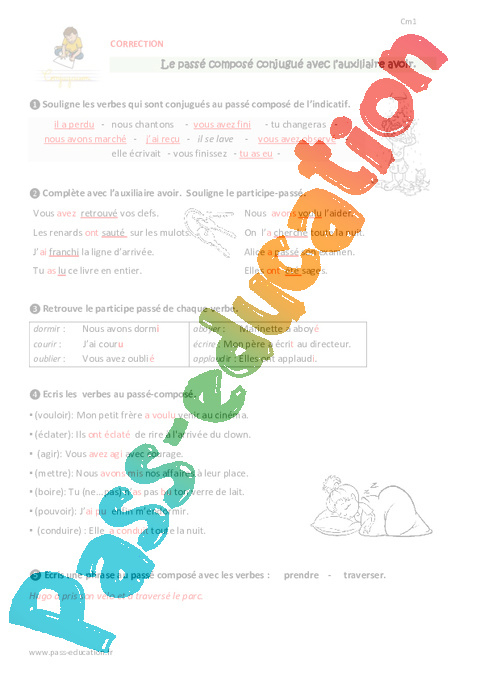 Passé Composé Conjugué Avec L'Auxiliaire Avoir – Cm1 intérieur Passe Compose Dormir Passé Composé Conjugué Avec L'Auxiliaire Avoir – Cm1 intérieur Passe Compose Dormir
