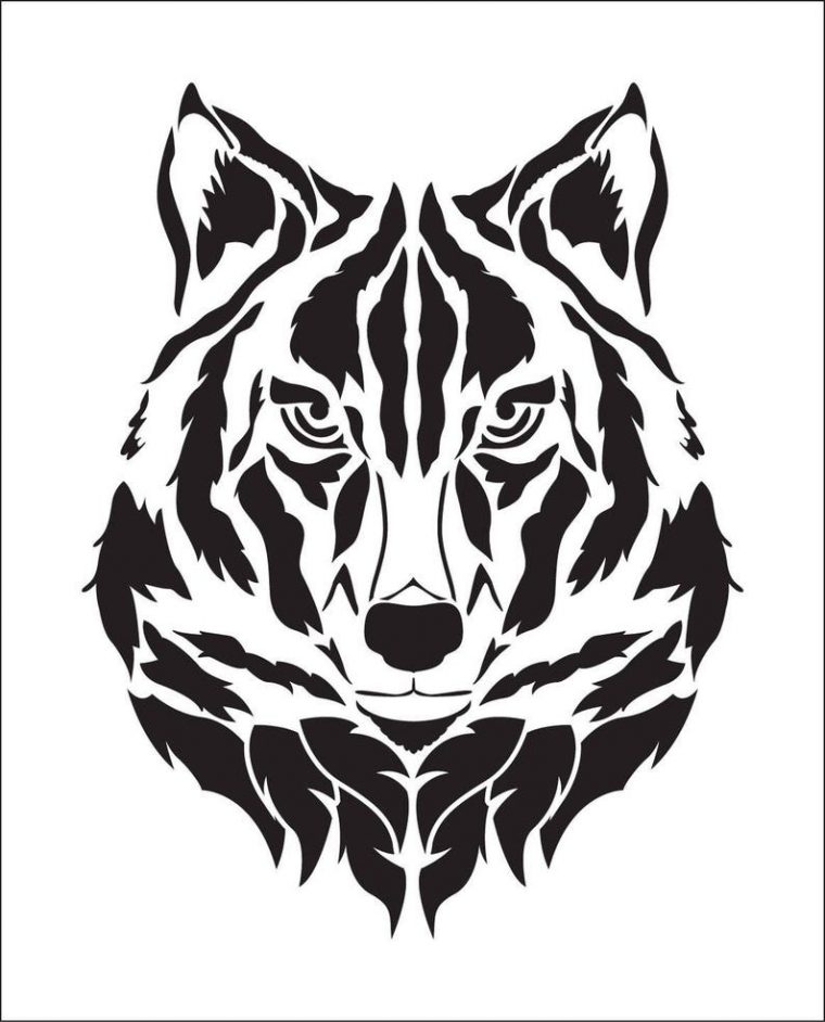 Pochoir Loup. Tête De Loup. Pochoir En Vinyle Adhésif Ref concernant Dessin Tete De Loup