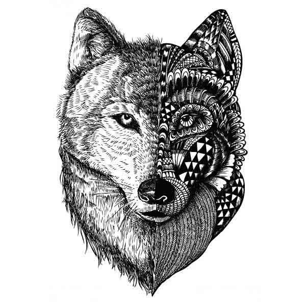 Tête De Loup Uage | Animaux Mignons intérieur Dessin Tete De Loup Tribal